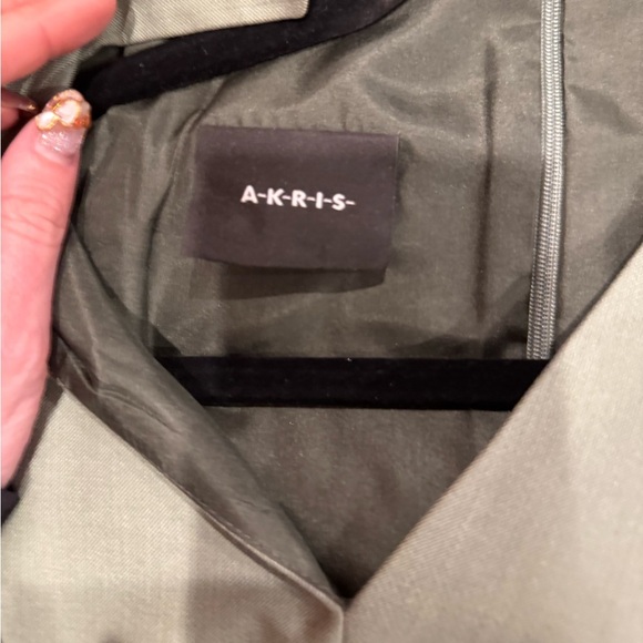 Akris Cotton/Silk Blend Olive Green V neck Shift Dress Size 10 MSRP $2960 - Picture 15 of 16